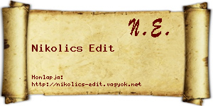 Nikolics Edit névjegykártya